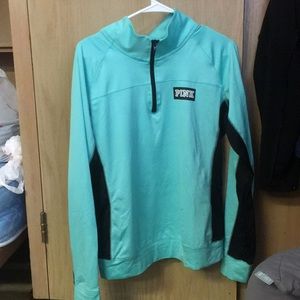 PINK Victoria’s Secret Aqua Ultimate Quarter Zip Athletic Sweatshirt
